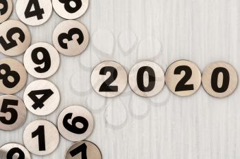 Metal numbers forming number 2020, happy new year 2020 concept