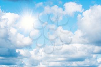 Beautiful Sunny Sky Background with White Clouds