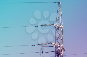 High voltage post or High voltage tower on sky background