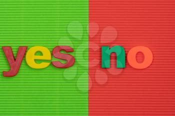Words Yes and No on contrast background. Opposite answers, make decision yes or no.