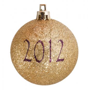 Golden christmas gold on white background with label of year 2012