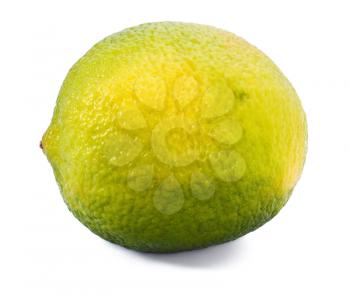 Ripe yellow green lime isolated on white