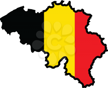 An illustration of map with flag of Belgium