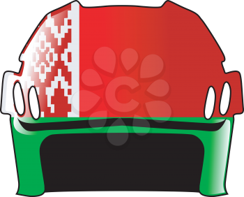 An image of hockey helmet in colours of Belarus