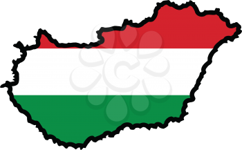 An illustration of map with flag of Hungary