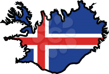 An illustration of map with flag of Iceland