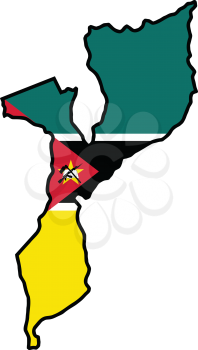 An illustration of map with flag of Mozambique
