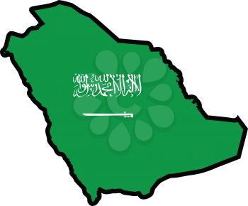 An illustration of map with flag of Saudi Arabia
