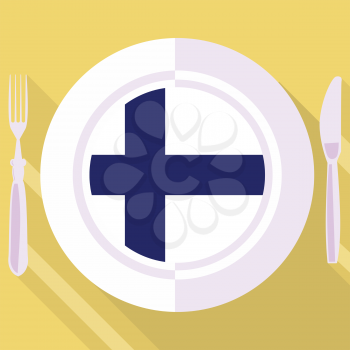 plate in flat style with flag of Finland