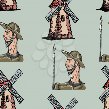 sample of seamless background with Don Quixote