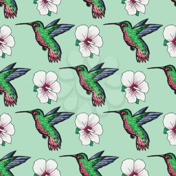sample of seamless background with hummingbird