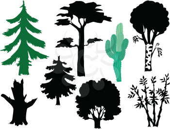 set of vector illustrations of trees