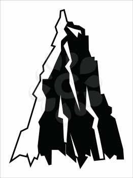 black silhouette of high, pick, motive of mountains