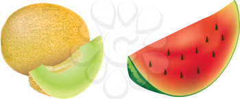 Royalty Free Clipart Image of a Set of Melons