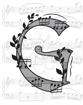 Royalty Free Clipart Image of a Musical Letter