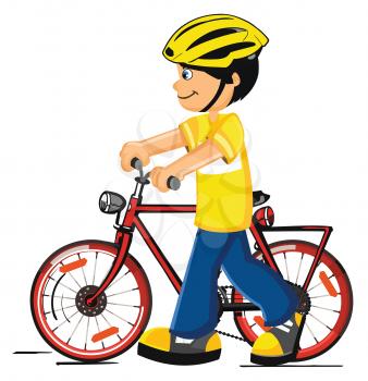 Boy with a bicycle vector on a white background 