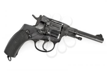 Black revolver isolated on white background