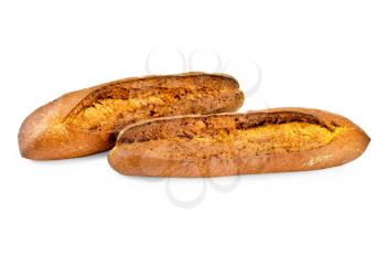 Two loaves of rye bread isolated on white background