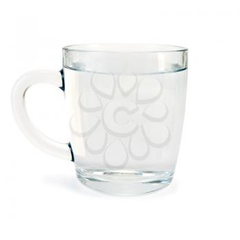 The water in the glass mug isolated on white background