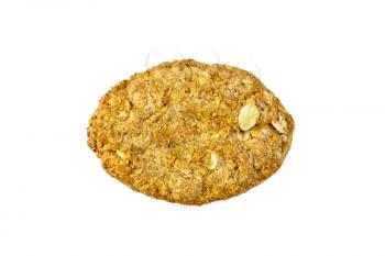 One oatmeal cookies isolated on white background