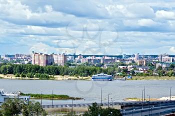 KAZAN, RUSSIA - JULY 26, 2014: River embankment. View from the Kazan Kremlin. Kazan, Republic of Tatarstan, Russia.