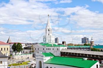 KAZAN, RUSSIA - JULY 26, 2014: Spasskaya tower of the Kremlin in a complex of architectural monuments. Tatarstan Republic.