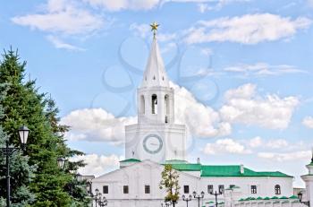 KAZAN, RUSSIA - JULY 26, 2014: Spassky Tower of the Kremlin. An architectural monument of the XVI century. Tatarstan Republic.