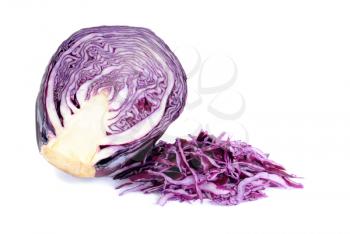 Royalty Free Photo of a Red Cabbage and Shredded Cabbage