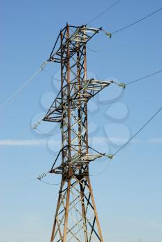 High- voltage tower sky background. 
