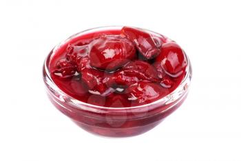 cherry jam glass isolated on a white background