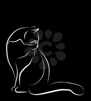 Royalty Free Clipart Image of a Cat Outline