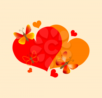 Royalty Free Clipart Image of a Heart With Butterflies