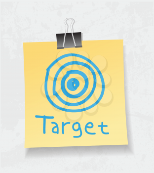 Royalty Free Clipart Image of a Target on a Note