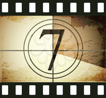 Royalty Free Clipart Image of a Grunge Film Countdown