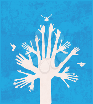 Royalty Free Clipart Image of a Hand Tree