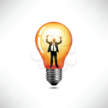 Royalty Free Clipart Image of a Businessman in a Light Bulb