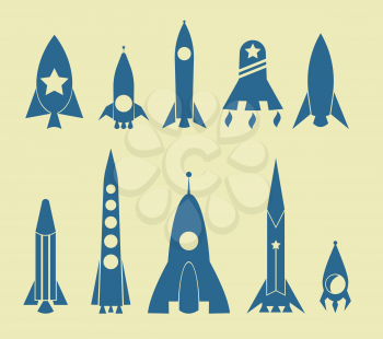 Royalty Free Clipart Image of Rocket Icons