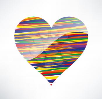 Heart  icon. Illustrated with colored stripes. The concept of love.