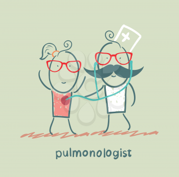pulmonologist listens to the patient lungs