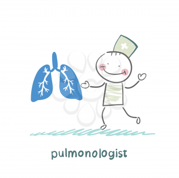pulmonologist is standing next to a person's lungs