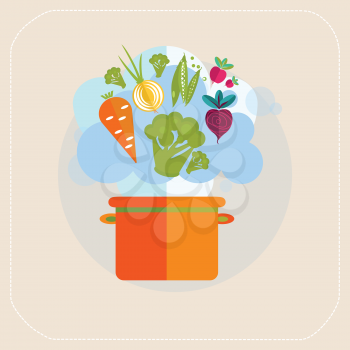 Healthy  pan and vegetables icon