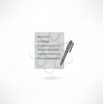 document with pen - vector icon