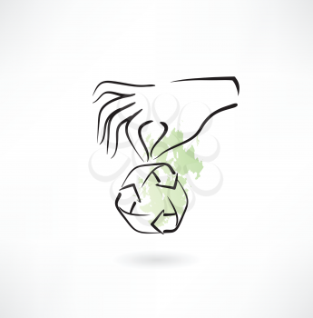 Hands and recycle icon