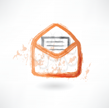 letter in an envelope grunge icon.