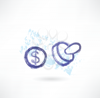 Dollar simbol grunge icon
