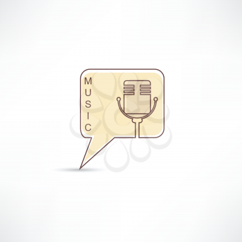 Microphone into brown speech bubble