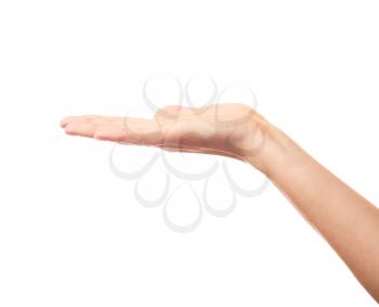 One hand on white background isolated