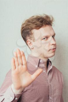 man showing stop hand