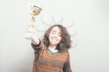 girl with a prize trophy