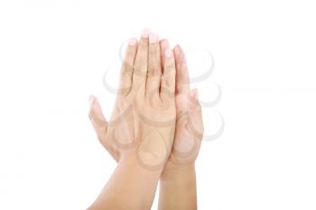 Give me five gesture - isolated on white background 
